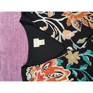 Chico's Black Floral Embroidered Long Sleeve Tunic Top, Size 1